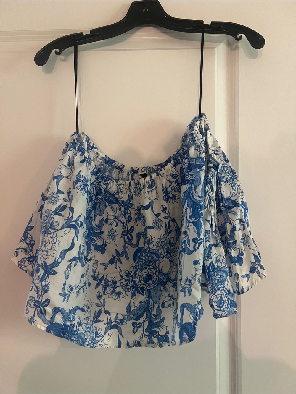 Off-Shoulder Blue Floral Women's Top